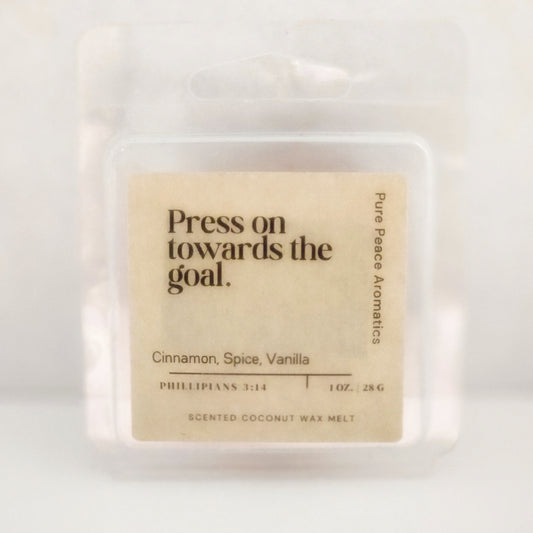 Press on toward goal. (Cinnamon, Spice, Vanilla)